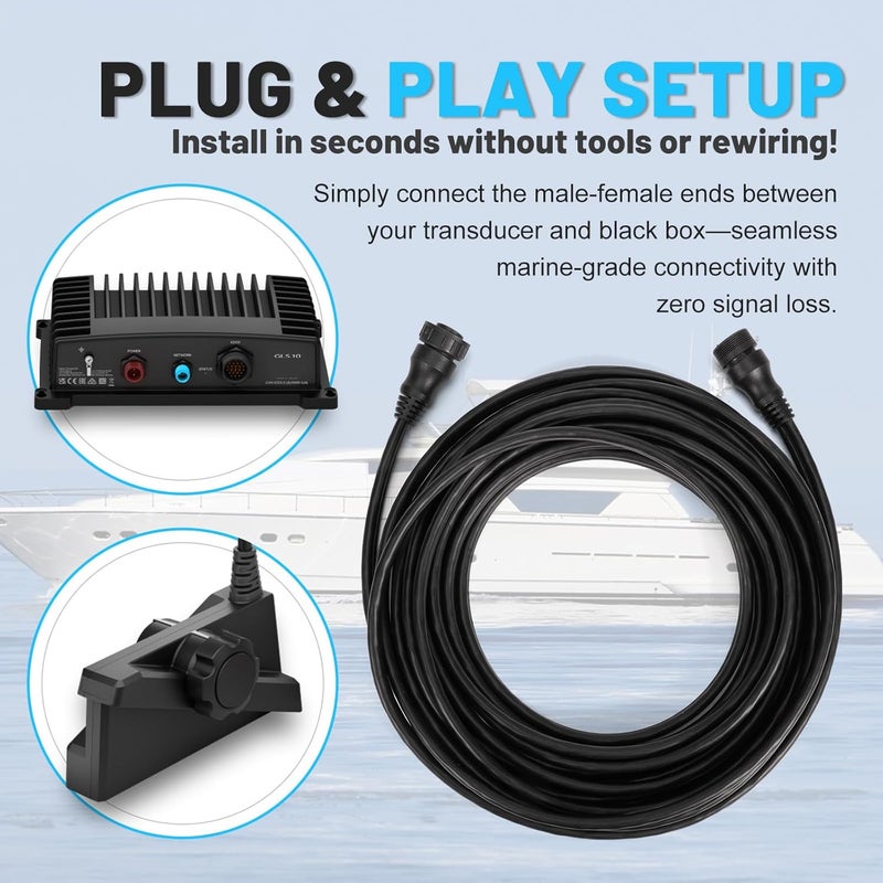 Dilomber 30 Feet (9 m) Transducer Extension Cable 21-Pin, Compatible with Panoptix LiveScope System, LVS32 LVS34 LVS62XR Transducer, Extend The Cable Length, 010-12855-00 - Image 4
